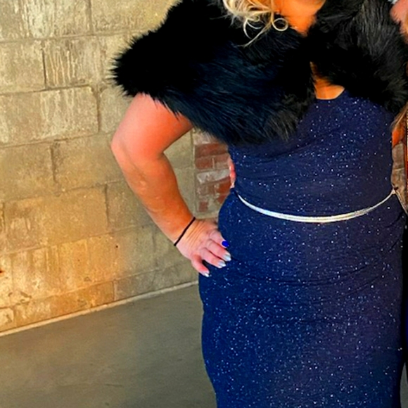 Windsor Formal coctail/wedding guest dress Sparkly Royal Blue - Picture 3 of 5